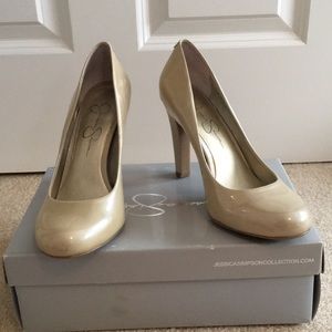 Jessica Simpson pearl patent leather heel
